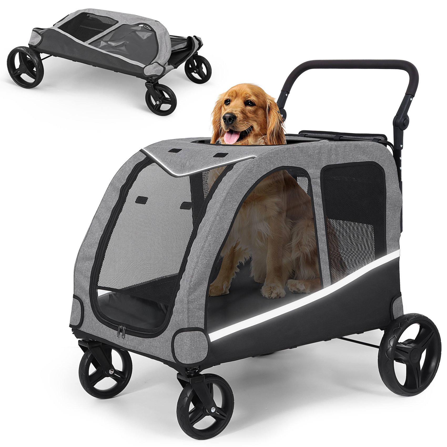 kepptory Folding Dog Stroller For Large Dogs Extra Large Pet Stroller