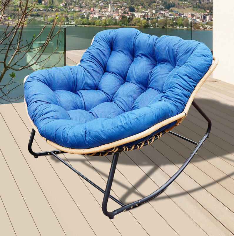 Chaise berçante d'extérieur plus grande, chaise berçante pour œuf de patio, chaise Papasan d'intérieur, chaise longue en osier de rotin, chaise royale moderne