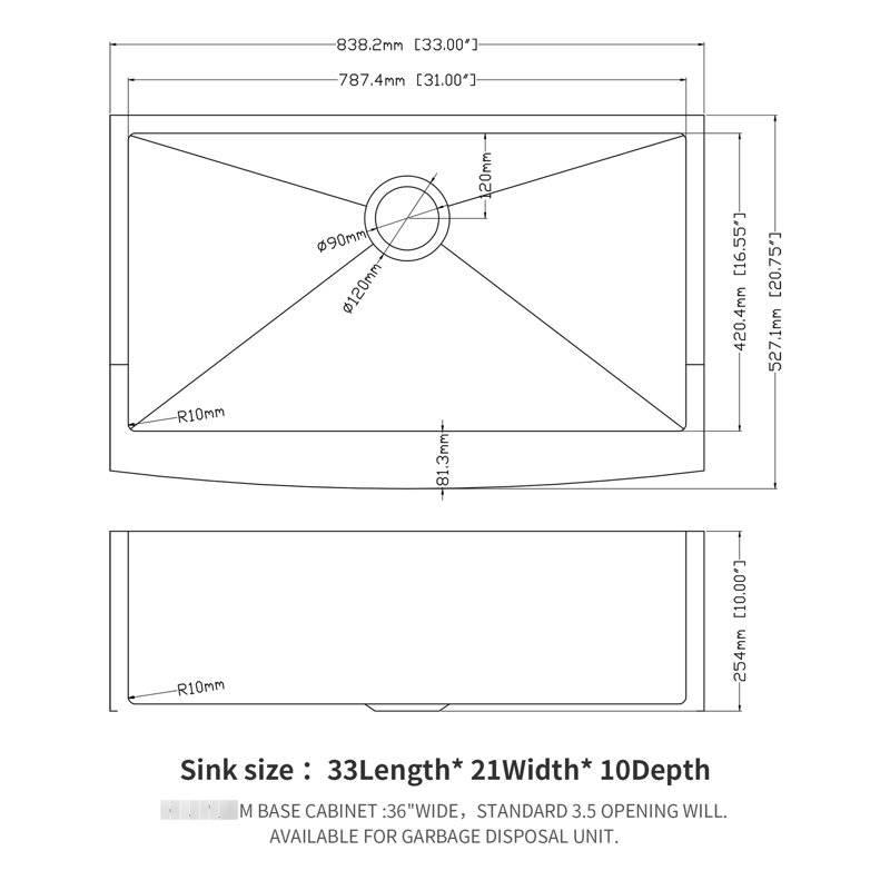 Gunmetal Black Sink 33", Stainless Steel 16 Gauge, With Smooth Surface And Excellent Drainage Performance 33" Kitchen In Black, Soundproof Pads Accumulation
