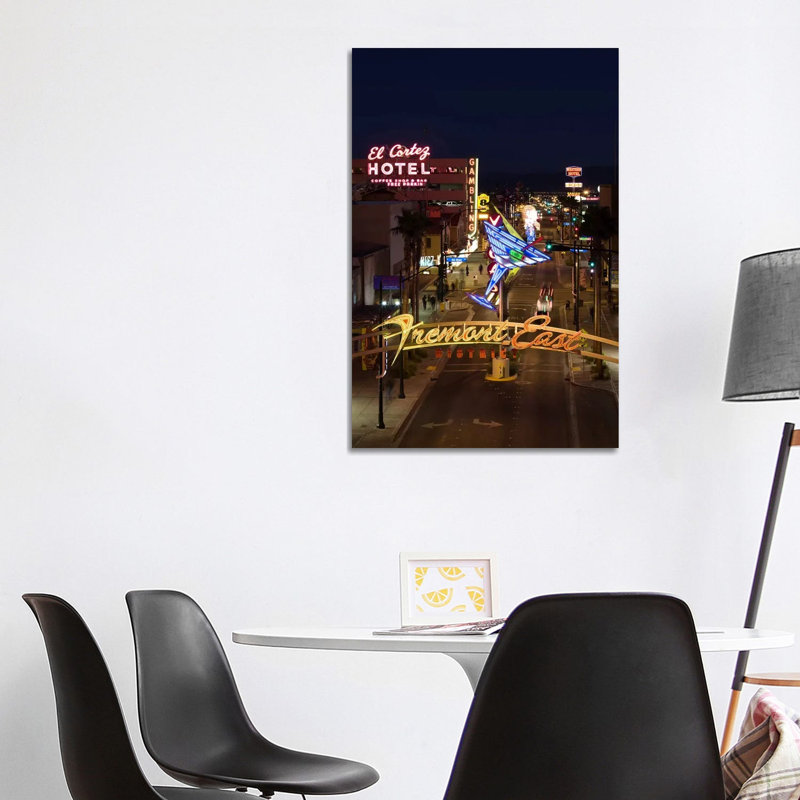 Neon Casino Signs Lit Up At Dusk, El Cortez, Fremont Street, The Strip, Las Vegas, Nevada, USA - Wrapped Canvas Print