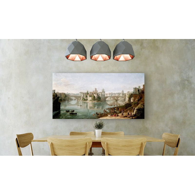 The Tiber In Rome by Gaspar Van Wittel - No Frame Print on Canvas, 35cm H x 70cm W x 4cm D