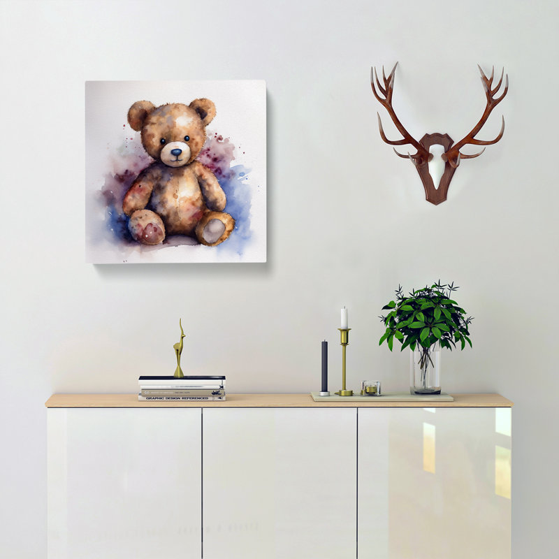 Teddy Bear Watercolour - Wrapped Canvas