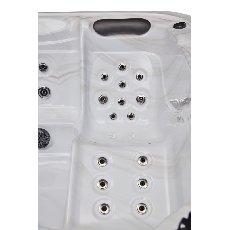 Gray and White 5-Person Luxury Hot Tub with Jets and Ozonator