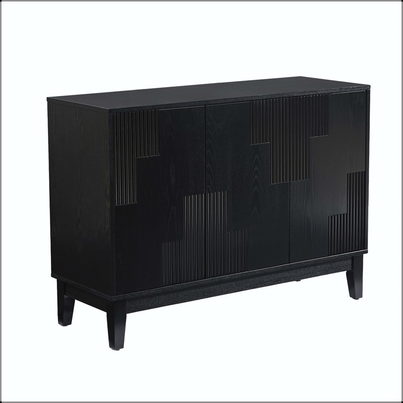 Mid-Century Modern Buffet Cabinet with Vertical-Stripe Design