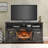 60 Inch Electric Fireplace Entertainment Center With Door Sensor-Dark Rustic Oak-199278360