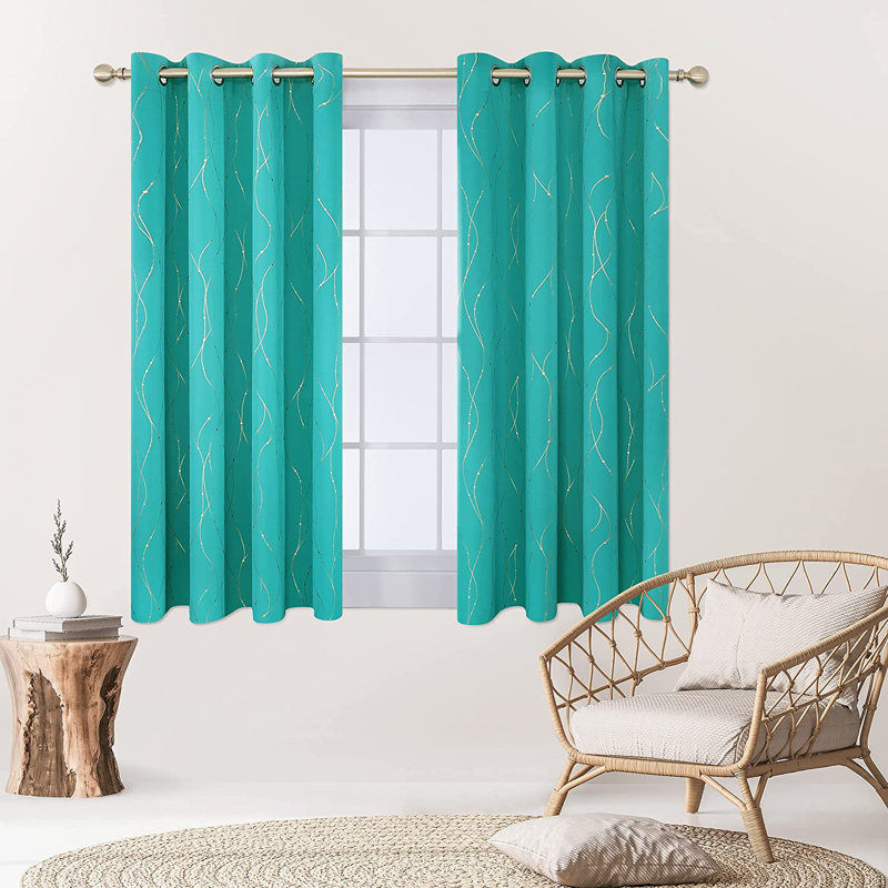 Kellea Room Darkening Curtain Pair, 52" W x 108" L, Turquoise