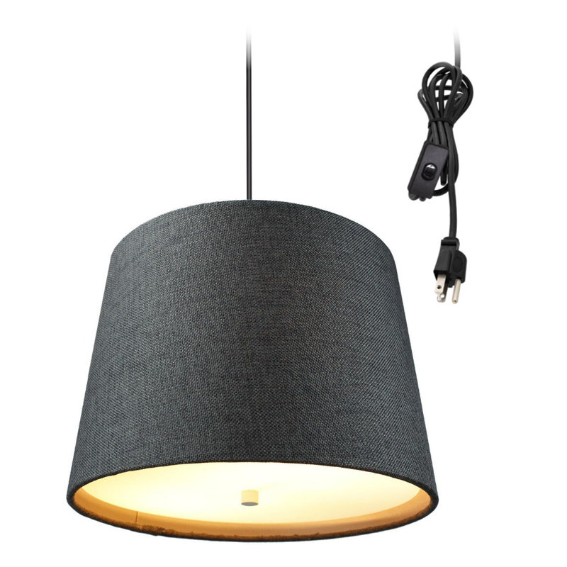 Luminaire tambour suspendu simple 2 lumières, Gris granite