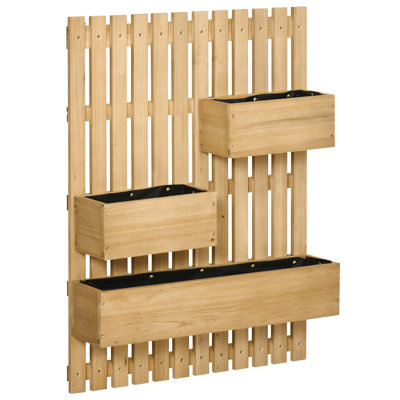 Wall-mounted Wooden Garden Planters with Trellis 60*16*80 cm Wood 1 Piece Wall-Mounted Planter with Climbing Trellis