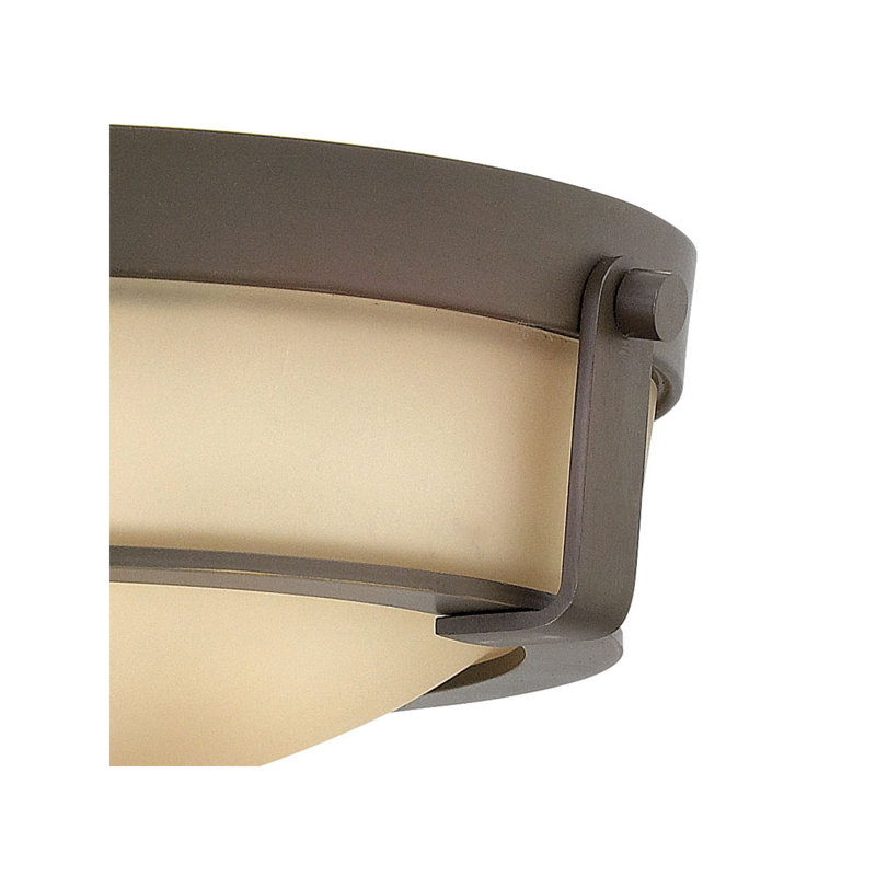 Hathaway Olde Bronze 3-Light Flush Mount with Etched Glass
