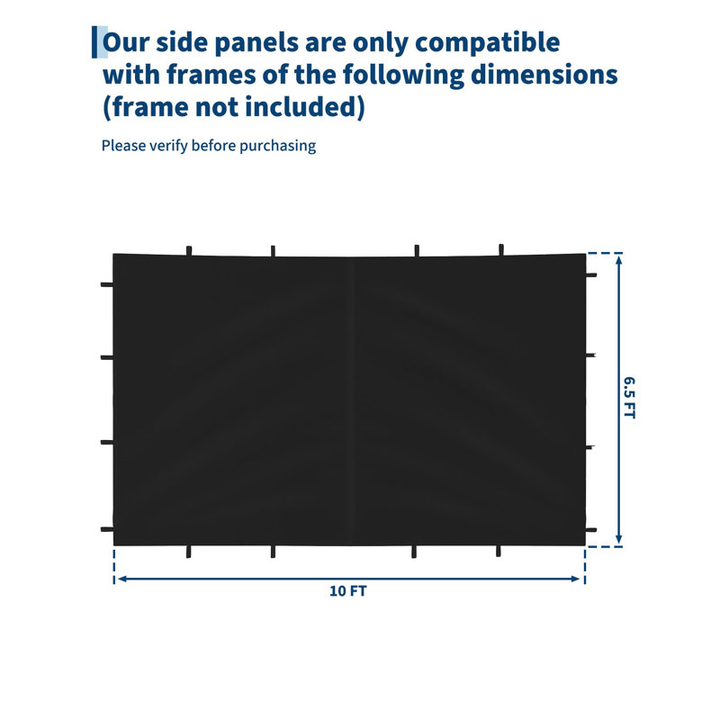 Heavy-Duty  4 Removable Waterproof Sidewalls for 10x10 Pop Up Canopy ,UV Protection ,Outdoor SunWall Panels,Quick Canopy Tent Shelter Replacement