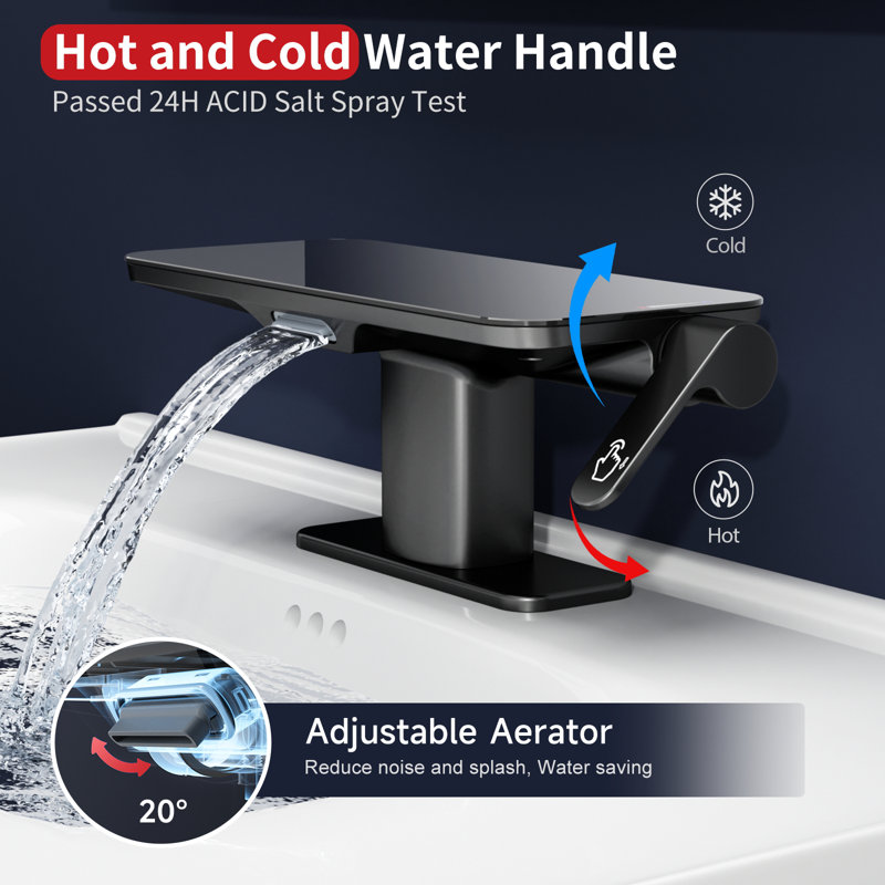 Robinet de lavabo de salle de bain à un trou Modern avec casier escamotable, noir mat, Noir mat