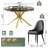 46.85" Faux Marble Top Stainless Steel Base Dining Table Set-866063340-866063339