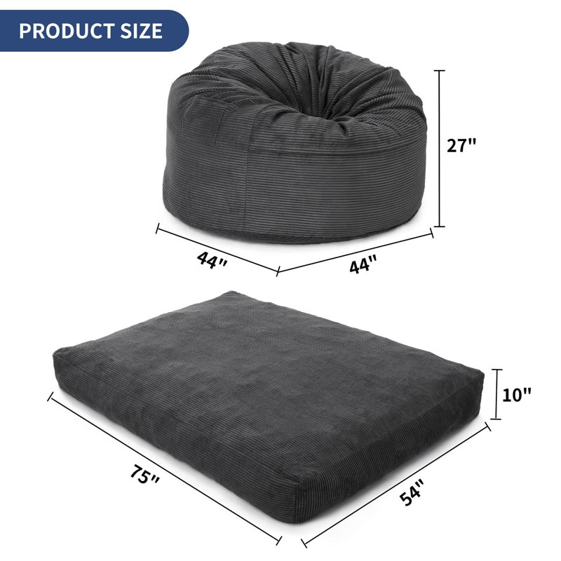 Fauteuil à billes, fauteuil à billes convertible, Gris foncé