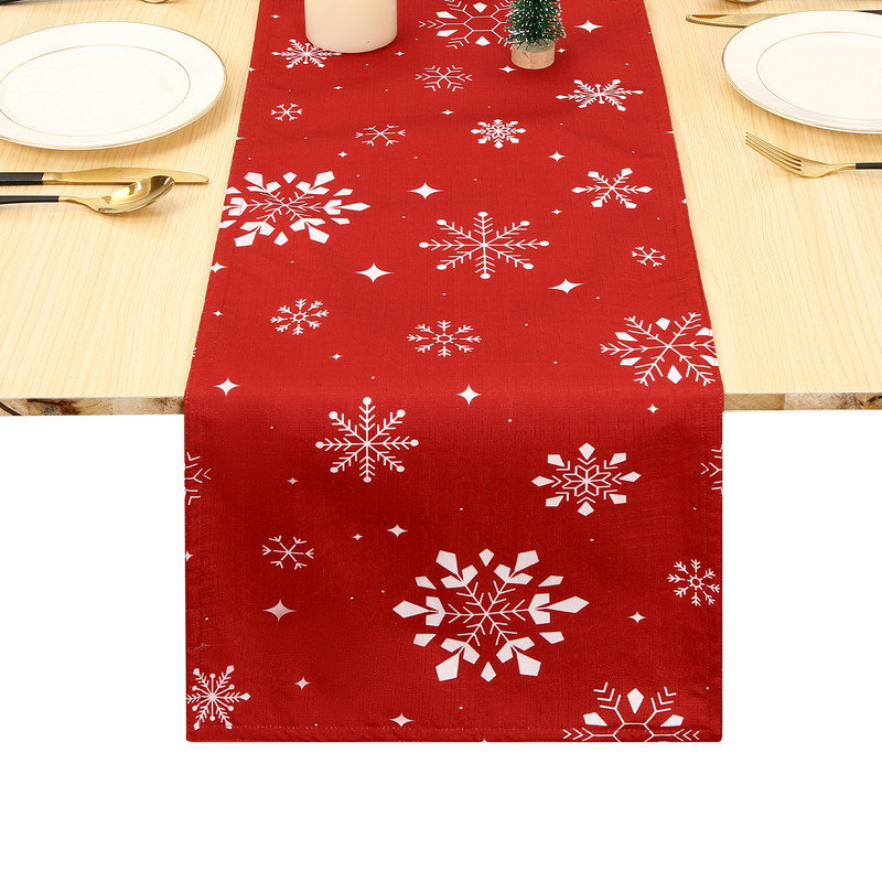 Christmas Snowflake Tablecloth Waterproof Xmas Table Cloth, 178cm L x 33cm D