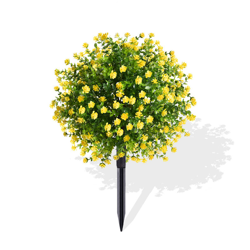Buisson de fleurs artificielles avec des fleurs colorées de feuilles d'eucalyptus pour des arbustes de jardin, Jaune