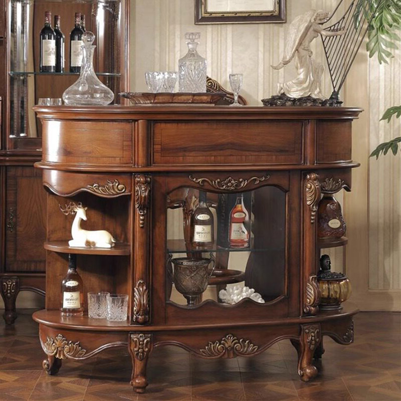 Armoire à vin et comptoir en bois massif de style américain 51,18 "