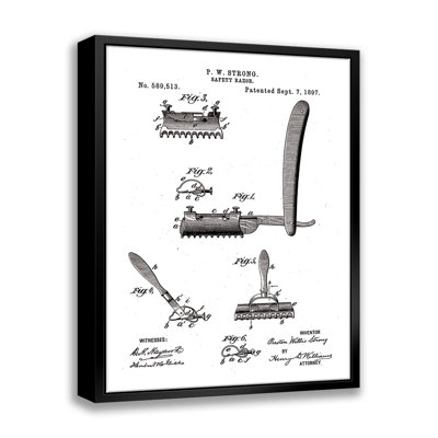 «Safety Razor Brevet - Reproduction de cadre flottant sur toile