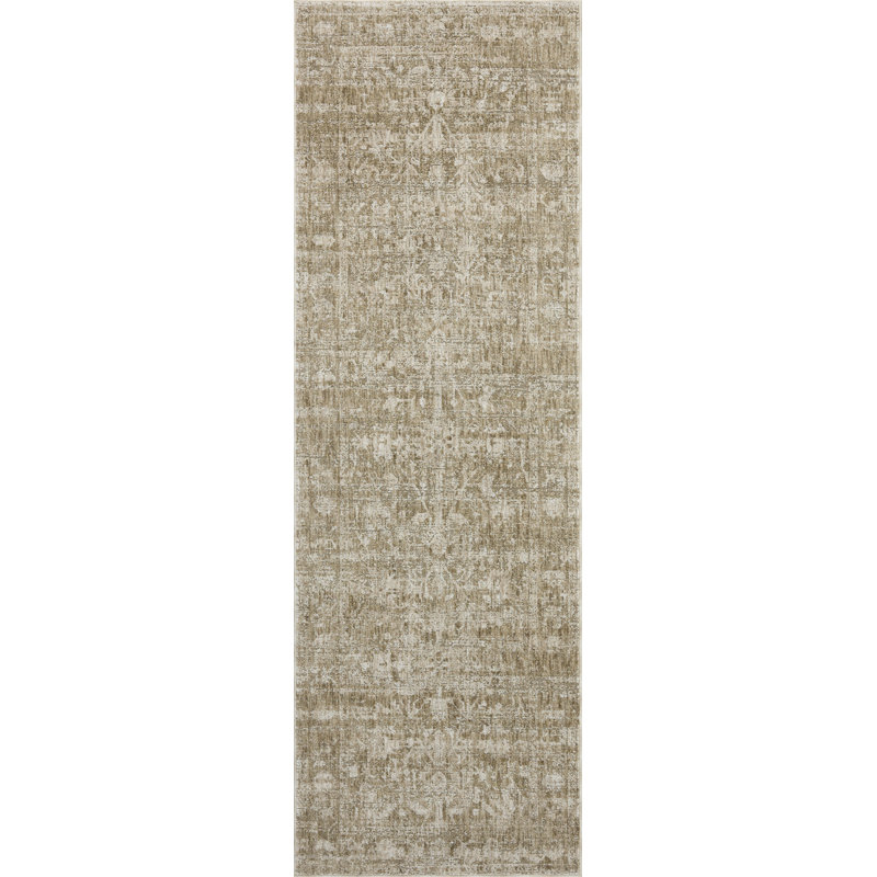 Khaki and Beige Rectangular Synthetic Easy Care Rug 3'-9" x 5'-9"