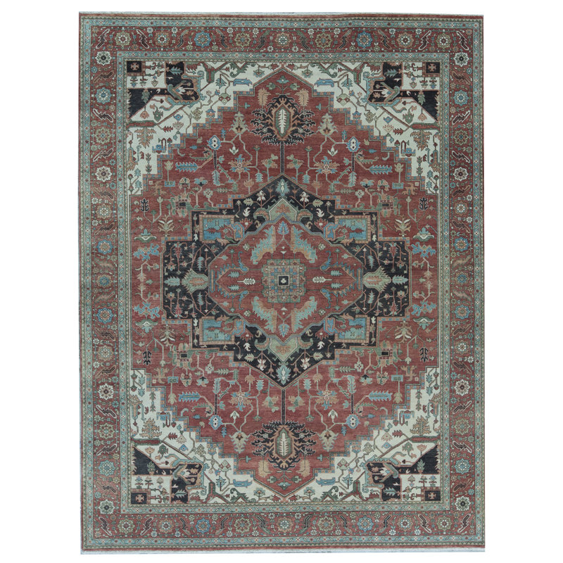 Tapis rouge et rouge noué à la main de haute qualité
