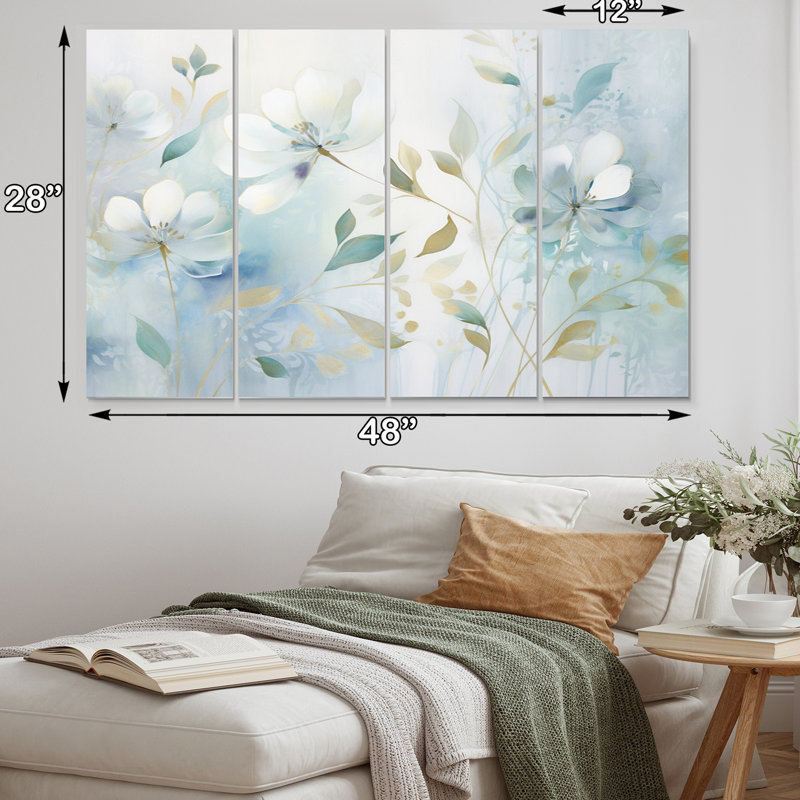 Castellane - Abstract Botanicals Canvas Wall Art - 4 Panels