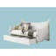 Lit de jour simple de style transitionnel avec moulure, finition blanche, prêt pour les matelas, conception d'affiche avec fleurons, structure en bois massif-124779483