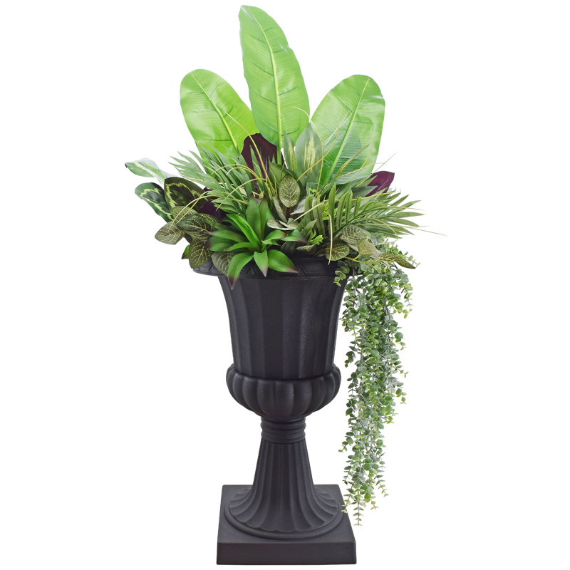 Pot de fleurs urne en plastique, H 26,5 po x l 15,8 po x P 15,8 po