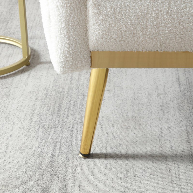 Méridienne capitonnée de 30 po de largeur, Blanc peluche