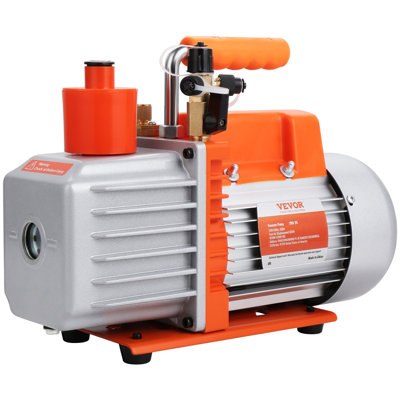 Pompe à vide à palettes rotatives à 2 étages 1/3 HP, 5 CFM, 120 V, pour climatisation, entrées mâles 1/4" SAE, 3/8" SAE et 1/2" ACME, pour la réparation de systèmes CVC, l'entretien des systèmes de réfrigération et le dégazage de résine.
