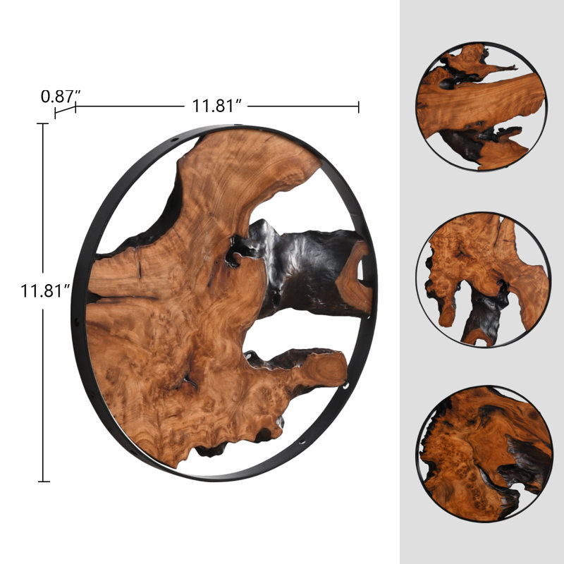 3 Piece Round Cedar Wood Wall Accents