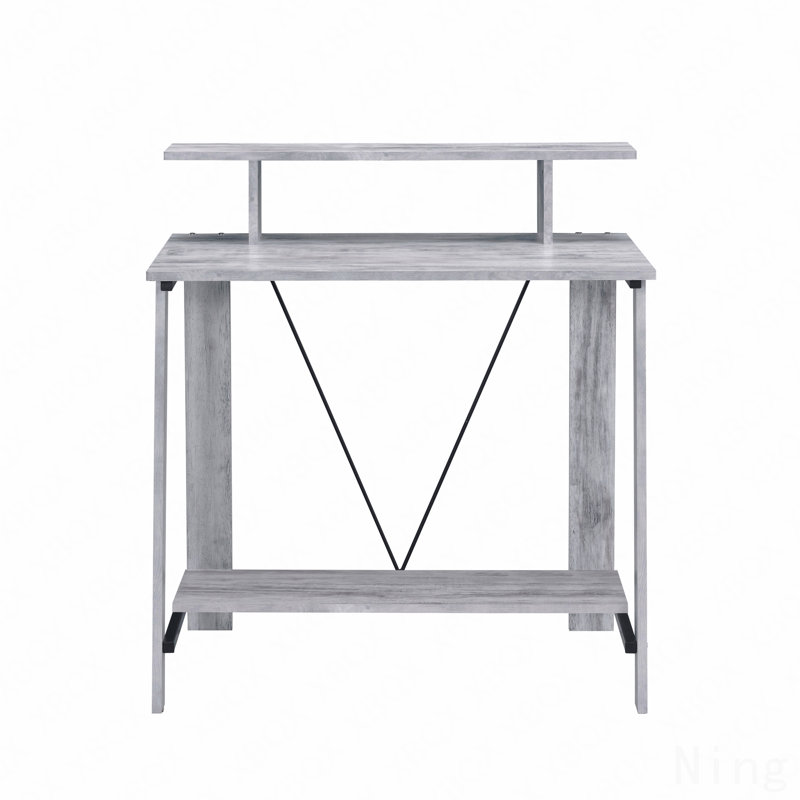 Bureau d'écriture, blanc antique et noir avec tablette supérieure, Gris