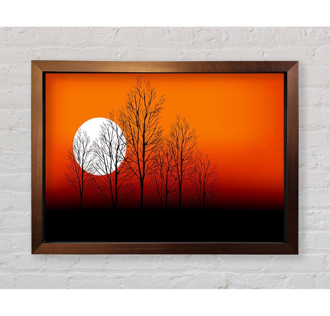 Orange Sunset Trees Gerahmter Druck