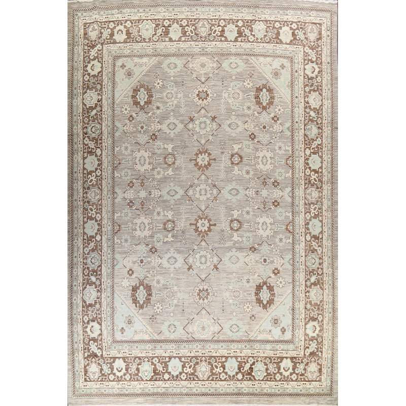 Tapis oriental Khotan à teinture végétale noué à la main 13 po x 17 po