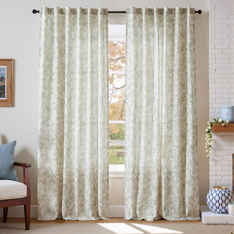 Paire de rideaux avec passe-tringle Jerrolyn , Vert, L 50 po x L 96 po