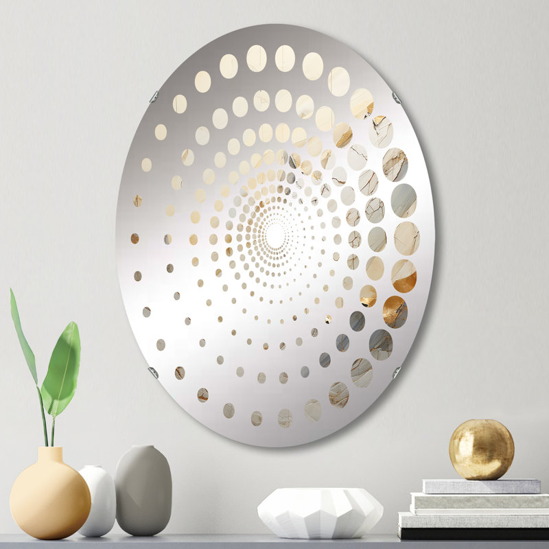 Beige et doré pierre de glacier Simplicity IV - Miroir décoratif à spirales - MIR113333-Ovale, L 20 po x H 30 po