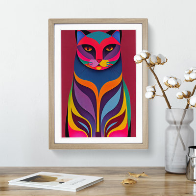 Vibrant Cat Abstract - Wall Art
