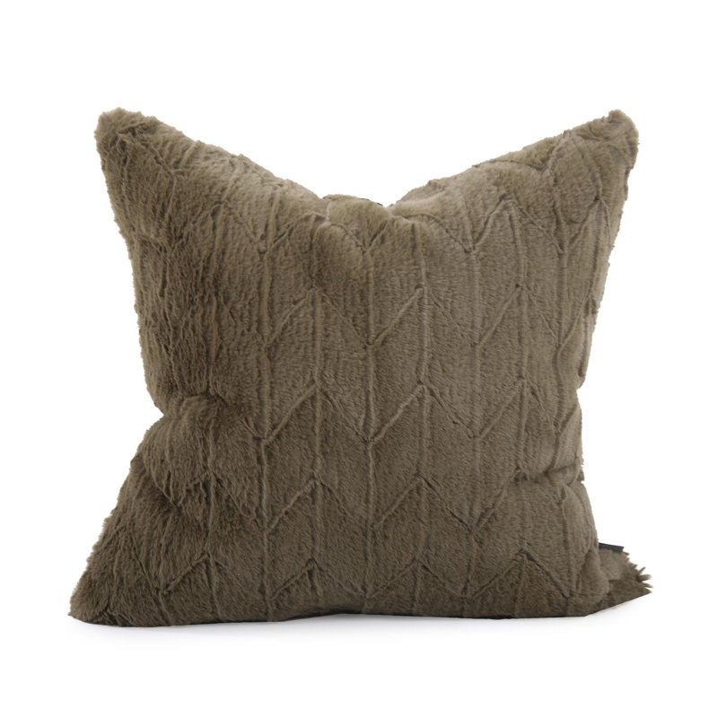 Square Faux Fur Pillow Cover & Insert, 20" H x 20" W, Moss
