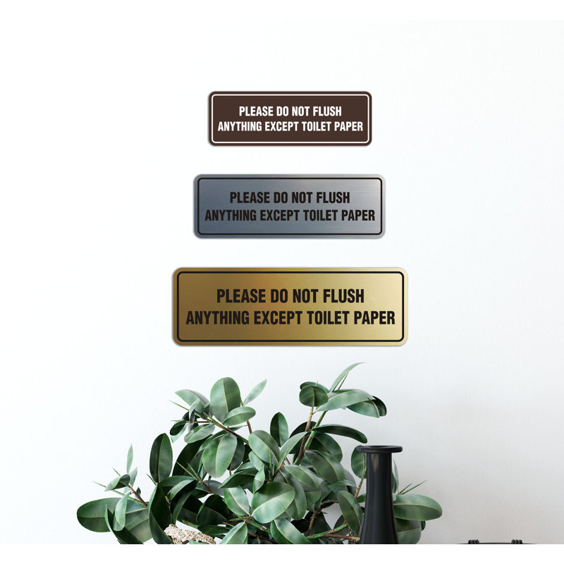 Standard Please Do Not Flush Except Toilet Paper Sign(Black) - Medium, Black Gold, 3" x 9"