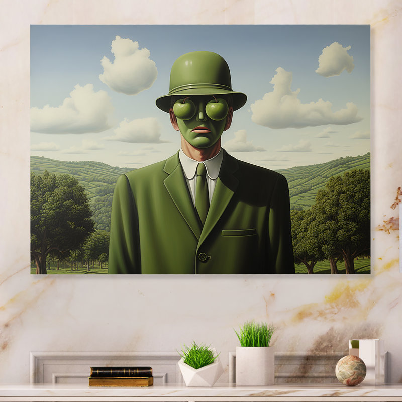 Portrait d'homme surréalisme vert 2 - Art mural en métal surréalisme MT136276, H 12 po x l 20 po x P 1 po