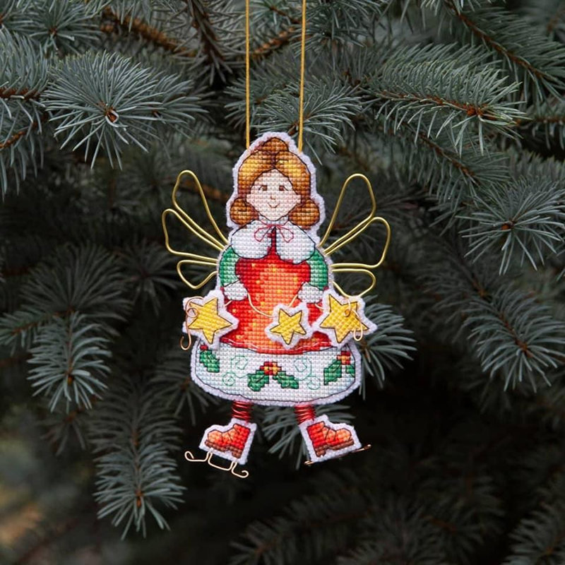 Jouet d'arbre de Noël. Toile en plastique, ensemble de point de croix T-02C