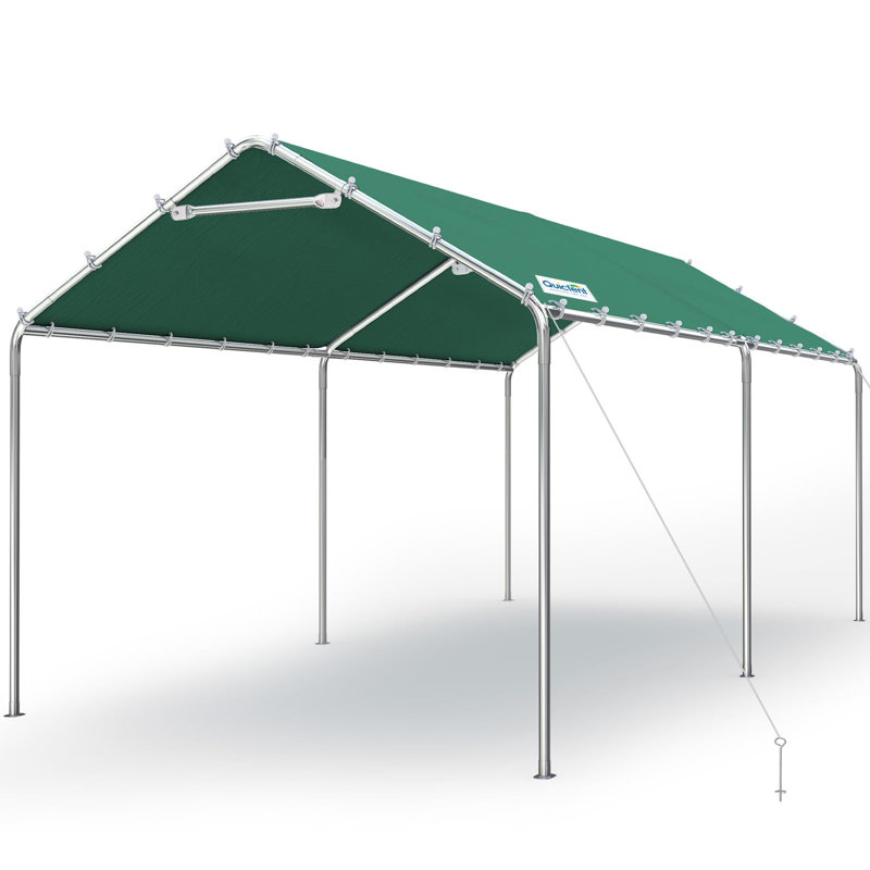 Quictent 10x20 ft Heavy Duty Carport Outdoor Garage Shelter Reinforced Structure, No Sidewall - Green, Green