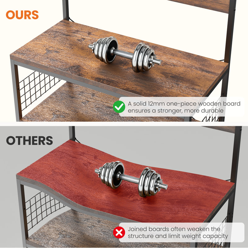 Étagère de cuisine en métal avec prise de courant, table basse 4 niveaux, étagère de rangement de cuisine autoportante, support pour micro-ondes