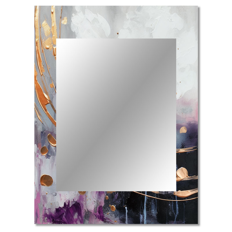 Bold Circles And Marble Fusion II - Marble Wall Mirror, Modern Decorative Mirror, Printed Metal Art, 40" x 30"