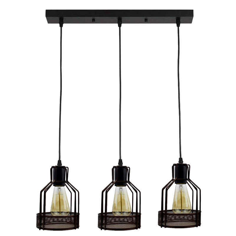 Elitia 3 - Light Black Kitchen Island Pendant, No, Rustic Red