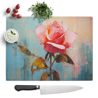 Rose Gestural No.3  Glass Chopping Board