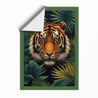 Tiger in the Jungle Tropical - Framed Print