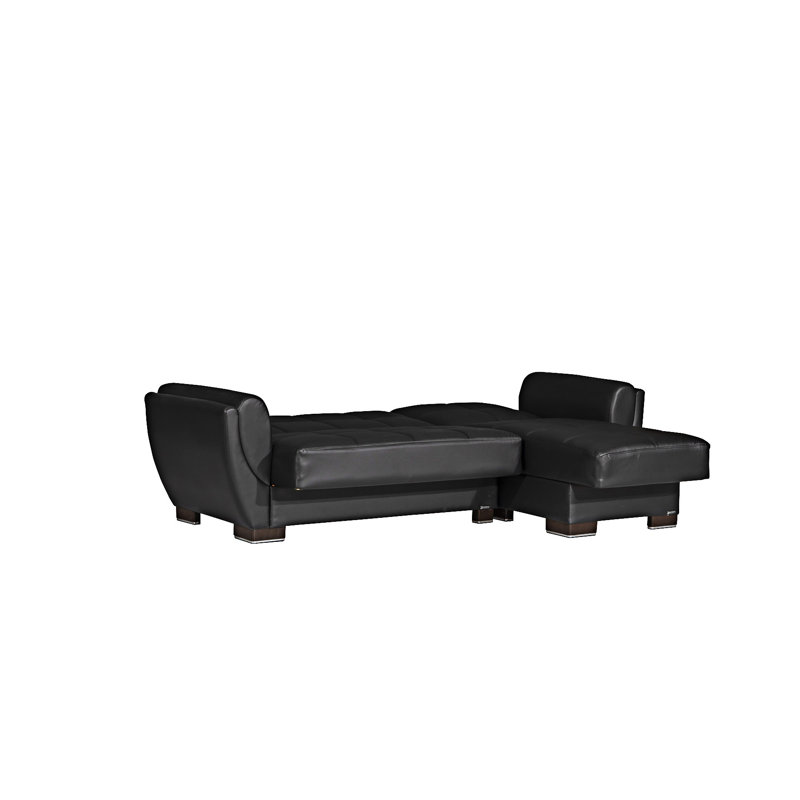 Chaise longue rembourrée convertible avec rangement, Noir