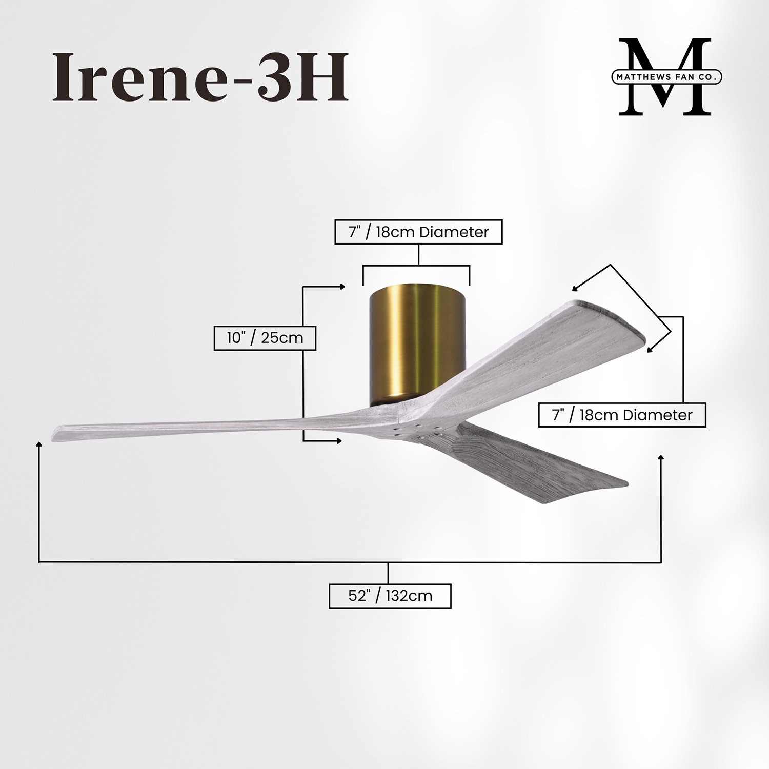 Olivier Ceiling Fan, Brushed Brass, 52", Barn Wood Tone