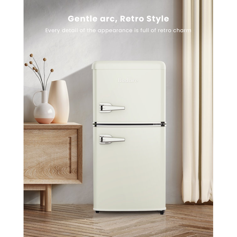Bodare Mini refrigerador retro con congelador: mini refrigerador de 3.2  pies cúbicos con 2 puertas, refrigerador pequeño compacto de ahorro de