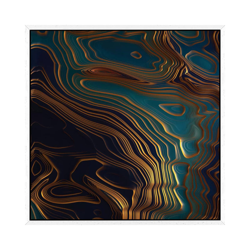 Peacock Ocean - Print on Canvas, White Framed, 93.98 cm H x 93.98 cm W