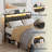 Upholstered Bed Frame with 2 Storage Drawers, Modern Full Platform Bed with Charging Station & LED Light, No Spring Box Needed-712856581
